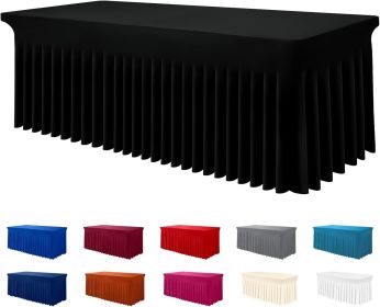 Spandex Tablecloth, Elastic Fitted Stretch Tablecloth for 6FT Rectangle Tables, Waterproof Washable Table Cover Skirt for Outdoor, Wedding