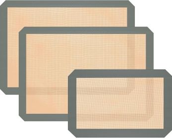 Silicone Baking Mat, 3 Pack Reusable Baking Mat, Non-Stick, Food Safe Silicone Mats for Baking, Oven Baking Sheet for Making Cookies, Macaroons, (Color: GREY)