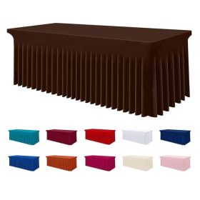 Smiry Spandex Tablecloth, Elastic Fitted Stretch Tablecloth for 6FT Rectangle Tables, Waterproof Washable Table Cover Skirt for Outdoor, Wedding (Color: Coffee)